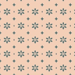 Geometric Floral // Blush Pink and Aegean Blue // Medium Scale