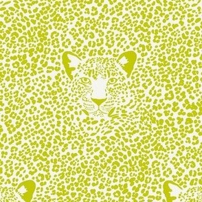 Spot the Leopard - Leopard in an ocean of spots - animal print - cyber lime green on soft white - extra small