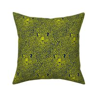 Spot the Leopard - Leopard in an ocean of spots - animal print - dark blue on cyber lime green evening primrose - extra small