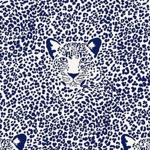Spot the Leopard - Leopard in an ocean of spots - animal print - dark blue on soft white - extra small