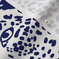 Spot the Leopard - Leopard in an ocean of spots - animal print - dark blue on soft white - medium