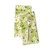 Daisy Floral Fabric in Green