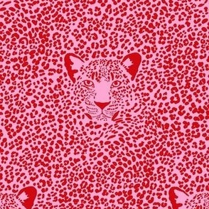 Spot the Leopard - Leopard in an ocean of spots - animal print - Poppy Red on lavender pink - extra small