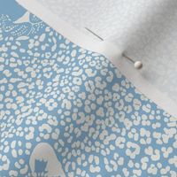 extra small - Spot the Leopard - Leopard in an ocean of spots - animal print - soft white on Pantone TCX Clear Sky Blue 