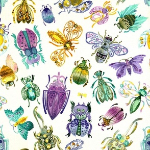 Watercolor Jeweled Bugs