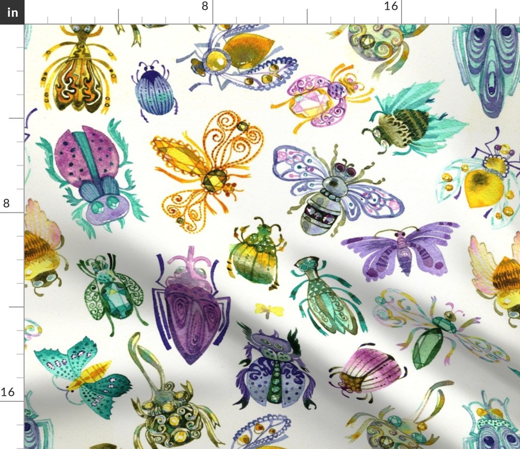 Watercolor Jeweled Bugs