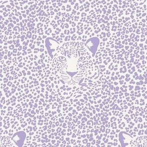 extra small - Spot the Leopard - Leopard in an ocean of spots - animal print - digital lavender / purple rose on soft white 