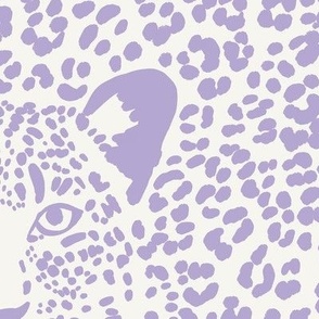 medium - Spot the Leopard - Leopard in an ocean of spots - animal print - digital lavender purple rose on soft white 
