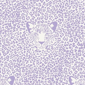 Small - Spot the Leopard - Leopard in an ocean of spots - animal print - digital lavender / purple rose on soft white 