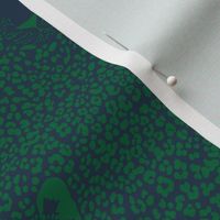 extra small - spot the Leopard - Leopard in an ocean of spots - animal print - emerald green on navy blue (petal solids coordinate) 