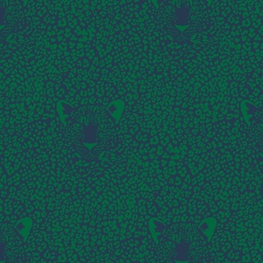 small - Spot the Leopard - Leopard in an ocean of spots - animal print - emerald green on navy blue (petal solids coordinate) 