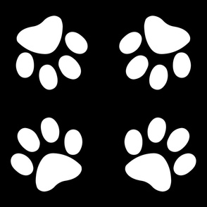 Modern Black and White Paw Print Pattern, Large