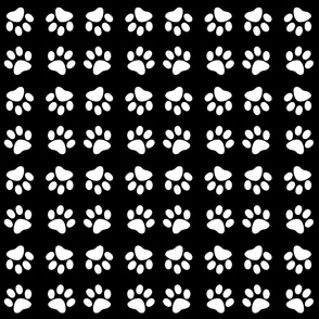 Modern Black and White Paw Print Pattern, Small