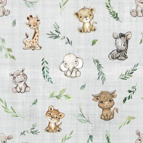 safari new with new animals no merkat grey linen