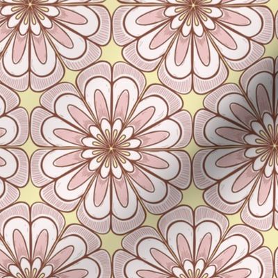 Large flower pattern - yellow and pink