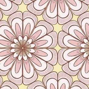 Large flower pattern - yellow and pink