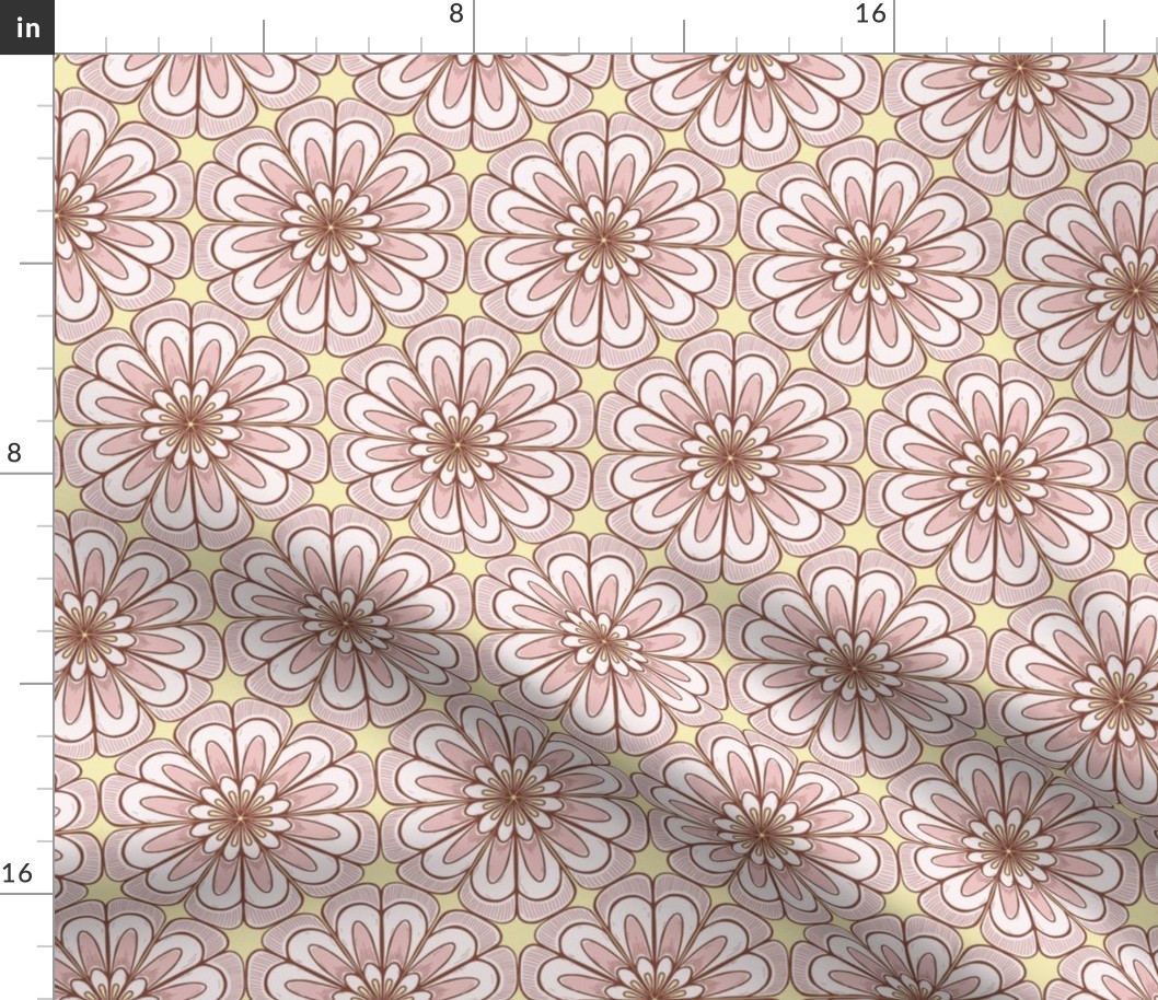 Large flower pattern - yellow and pink