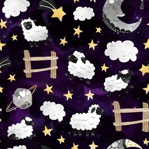 Small Scale Counting Sheep Purple Night