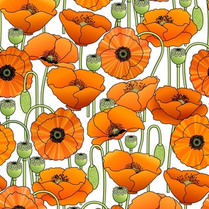 Orange Poppy Fabric, Wallpaper and Home Decor | Spoonflower