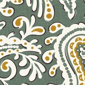 Amara Paisley Moss Green Jumbo Scale