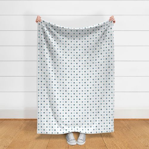 Teal Turquoise Polka Dots on White Pattern Print