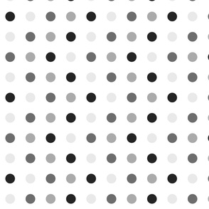 Black and White Polka Dots on White Pattern Print