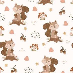 Cute Squirrel Woodland Forest Pattern, Small