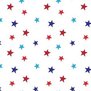 Red White and Blue Stars on White