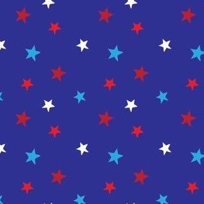 Red White and Blue Stars on Blue