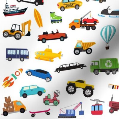 Little Boy Things That Move Vehicle Cars Pattern for Kids, Small