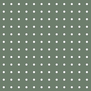 Sage Green with Small White Polka Dots Pattern Print