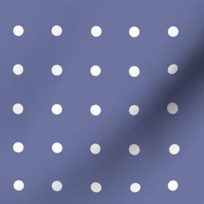 Periwinkle Indigo Blue with Small White Polka Dots Pattern Print