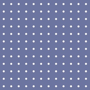 Periwinkle Indigo Blue with Small White Polka Dots Pattern Print