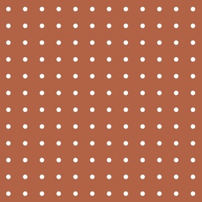 Terracotta Orange with Small White Polka Dots Pattern Print