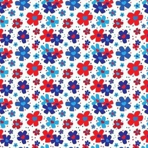 Red  Blue Flowers on White 2x2