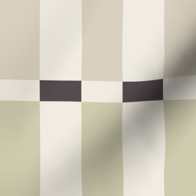 Check Stripe | Bone Beige, Creamy White, Purple-Brown-Gray,  Thistle Green | Geometric