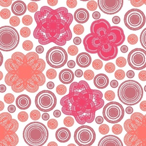 Red and Orange Floral Geometric Pattern