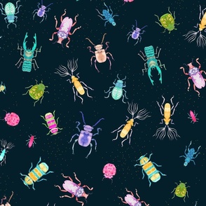 Bugs and beetle - dark background 