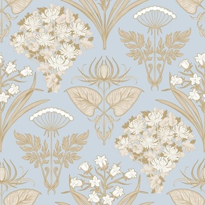 Victorian Flowers powder blue and gold