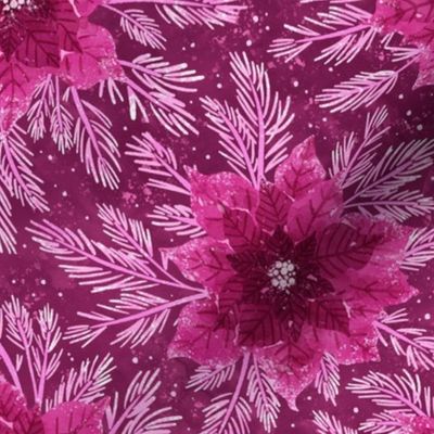 Pink Poinsettia Christmas Pattern