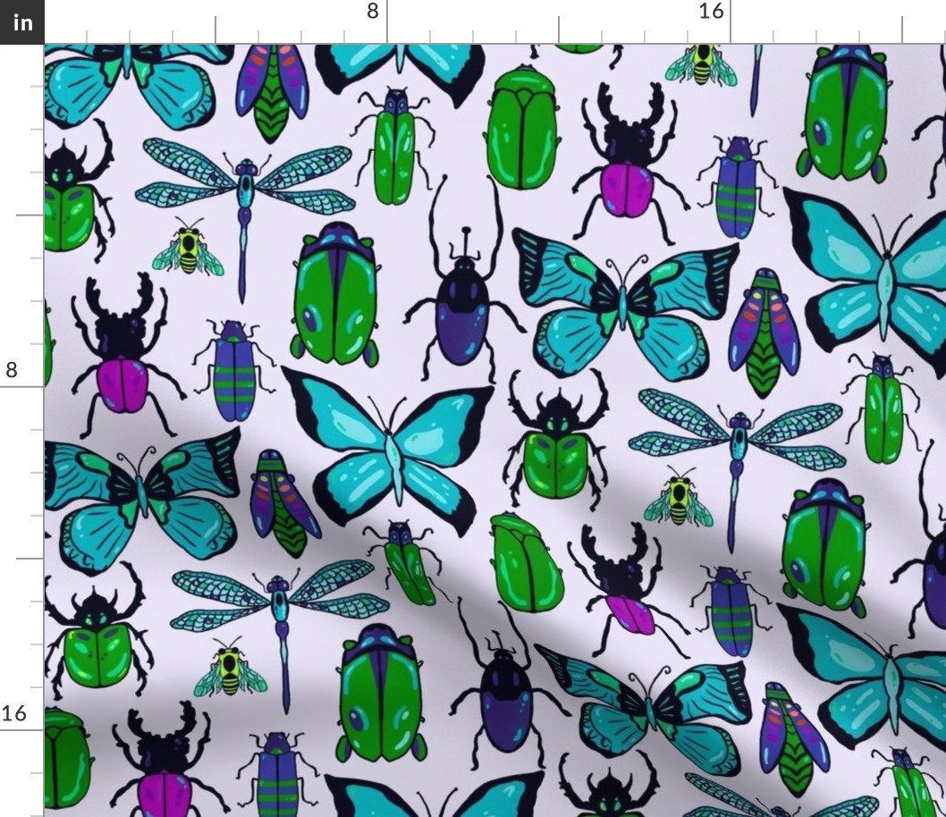 Stop bugging me- purple/green/blue- lilac background