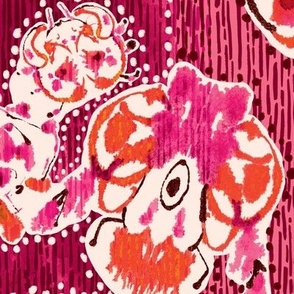 Doodlebug Blots- maximalist watercolor inkblot bugs in pink, orange and magenta