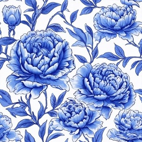 Chinoiserie Peony Flowers Toile Birds Chinese Floral Asian