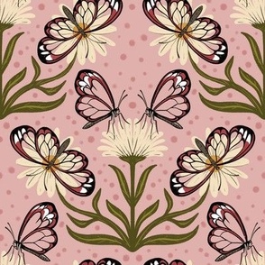 Glasswing Butterflies // Medium on Rose Pink