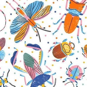 Party buzzing, colorful bugs print