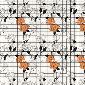 Artist's sketch: Orange Flowers Botanical Blueprint