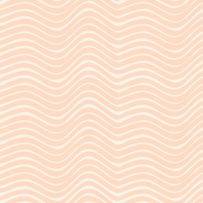 Retro waves soft coral peach and natural white by Jac Slade