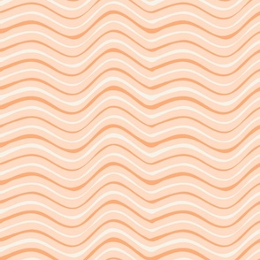 Retro waves soft pink coral peach orange and natural white Regular Scale by Jac Slade