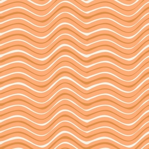 Retro waves orange brown natural white by Jac Slade