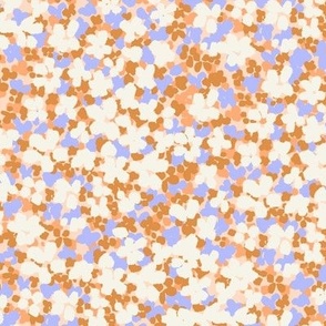Ditsy blossoms painted flowers boho brown orange blue peach by Jac Slade